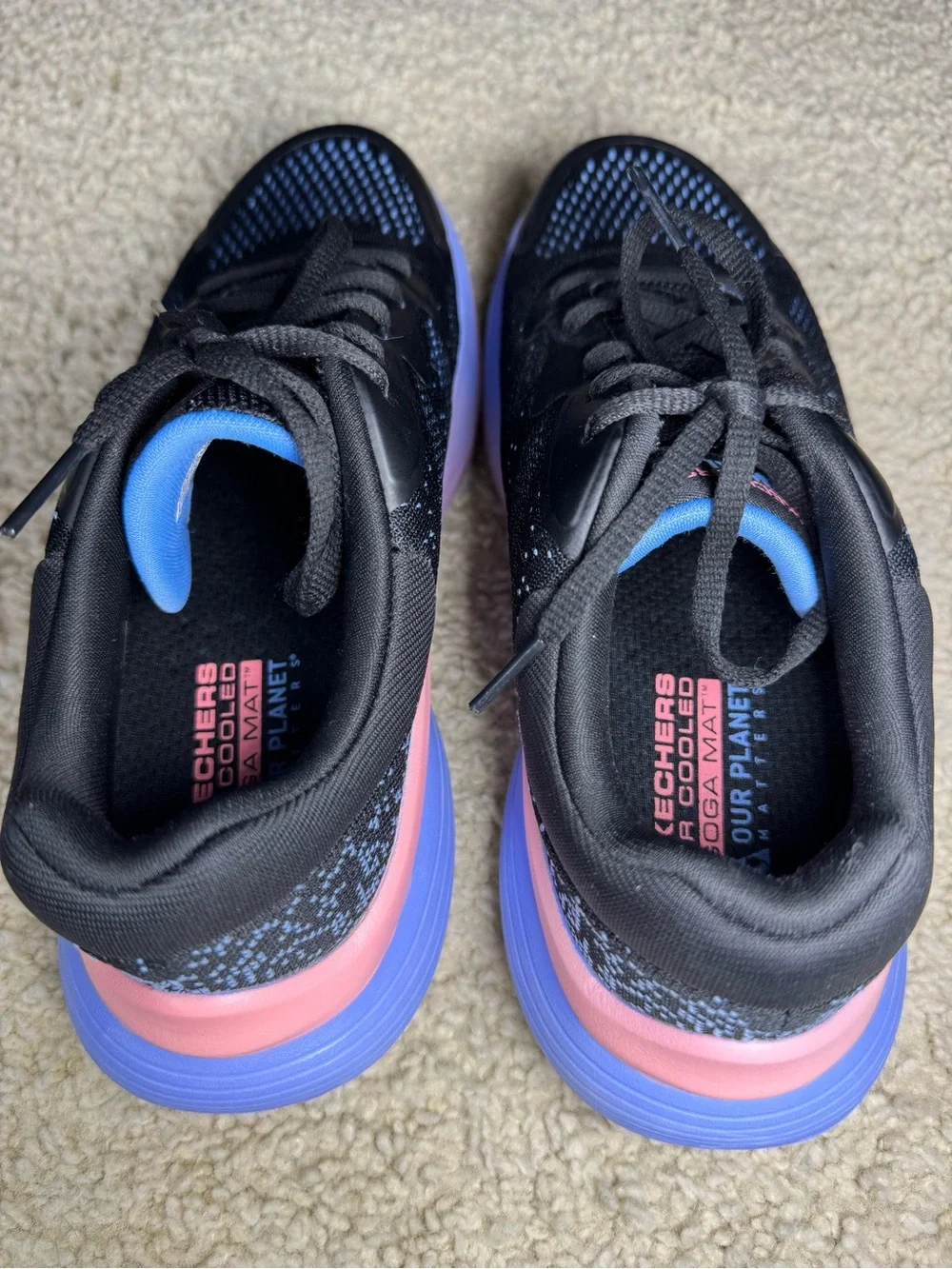 Skechers Women's GOwalk Max Walker Washable Slip on Black Multi Color Size7.5